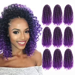 Court Marlybob Kinky Curl Ombre Couleur Extension de cheveux synthétiques 8 pouces 3 petits pcs / pack 90 grammes Afro Twist Crochet Tresses Doux LS05