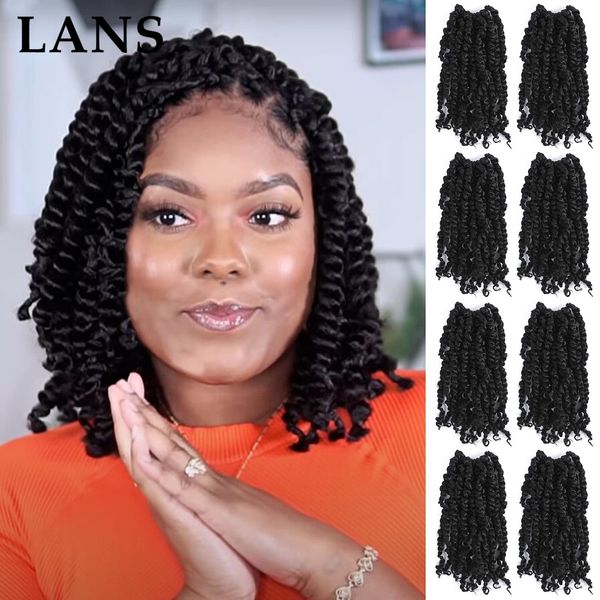 LANS, trenzas de pelo de ganchillo sintético de 24 pulgadas para Passion Twist, pelo esponjoso pretorcido para mujer negra LS01