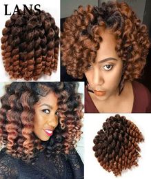 Lans Wand Curl Cheveux 8 pouces Jama￯cain Bounce Synth￩tique Crochet Traids Extension de cheveux 20Strandspack LS08Q4414152