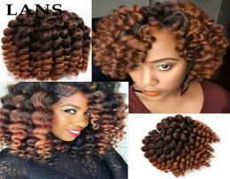 Lans Wand Curl Cheveux 8 pouces Jama￯cain Bounce Synth￩tique Crochet Traids Extension de cheveux 20Strandspack LS08Q9840712