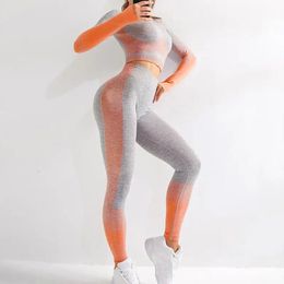 LANTECH – ensemble de Yoga pour femmes, combinaison de sport, Fitness, athlétique, pantalon, Leggings, vêtements de sport, chemises sans couture, 240307