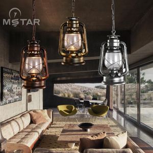 Lantern Retro Kerosene lamp Kroonluchter Iron Nordic American Aisle Lighting Garden Restaurant Bar Pendant Lampen