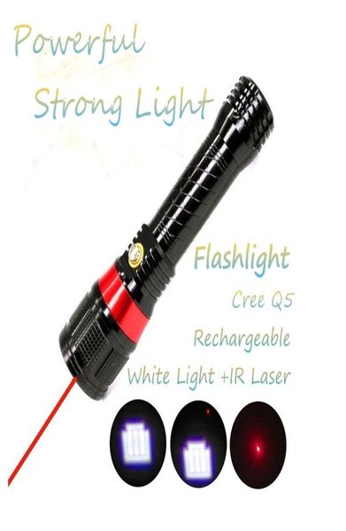 Lanterna Tatica Lampe de poche 18650 Lanterna X900 Q5 LED IR Laser Torche Rechargeable Lampe de poche auto-défense LINTERNA LED6176573