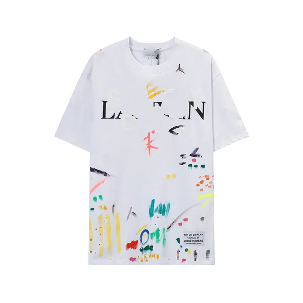 Lanvin Gallerys Dept T-shirts pour hommes GAL LAVIN Mens Designer T-shirt Casual Man Femmes Tees peints à la main éclaboussures d'encre graffiti lettres en vrac à manches courtes haute R5BH