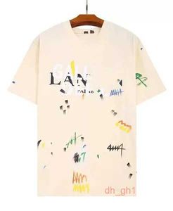 Lanvin heren T-shirts shirt van hoge kwaliteit 2023 nieuwe mooie kleding zomermode Lanvin hoodie gespikkelde letterprint en casual korte mouw Lanvins AO2F