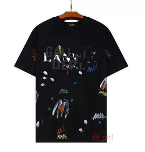 Lanvin Camisetas para hombres Camisa de alta calidad 2023 Nueva ropa agradable Moda de verano Sudadera con capucha Lanvin Impresión de letras moteadas y manga corta casual Lanvins R8MY