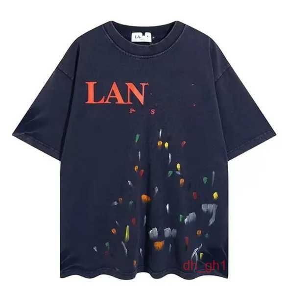 Lanvin Men's T-shirts Shirt High Quality 2023 Nouveau Nice Clothing Fashion Summer Lanvin Sweat à sweat moucheté imprime et et à manches courtes décontractées Lanvins CMBT