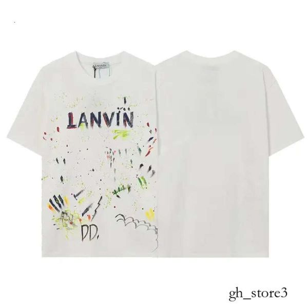 Camisa Lanvin Hombres de alta calidad Camisetas Lanvin Lanvins Galler y mujeres Pareja Street Trend Camiseta Diseñador Moda de lujo Lanvins Zapato Camisa Moda Lanvins 183