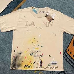 Lanvin Shirt Nieuwe Designer T-shirt Shorts Mode En Beige Gespikkelde Alfabetprint Trendy Trend Basic Casual Los Galery Dept 2056