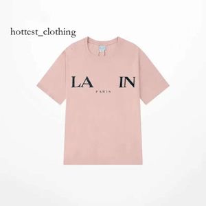Lanvine Shirt Brand Men's T-shirts Designer Luxury Classic Classic T-shirt Lettre de poitrine imprimée Tshirts High Street Shoe Coton T-T-Tees Hoodie 5214
