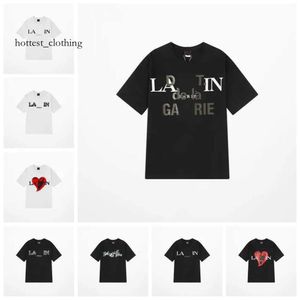 Lanvine Shirt Brand Men's t-shirts Designer Luxe klassieke T-shirt Borst Letter Gedrukt Shirt High Street T-shirts Schoen katoen losse tees hoodie 7582