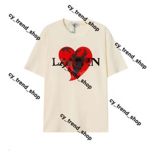 Camisa de Lanvine Men Designador de diseñadores Lanvins Fashion Fashion Beige Speckle Alphabet Trendy Trend Trend Casual Loose Half Sleeve Shirt Camiseta Lavines 405