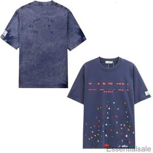 Lanvins 2023 Shorts d'été T-shirts Pantalons de créateurs colorés Splash Ink Graffiti Peints à la main Imprimés de luxe Sports Casual Loose Short Sleeve t Shirts Jl1l