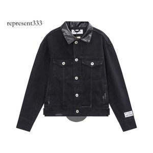 Men Jacket Lanvins Jacket Lanvin Gedrukte lederen kraag, spierjas met lange mouwen, unisex casual vriendje stijl