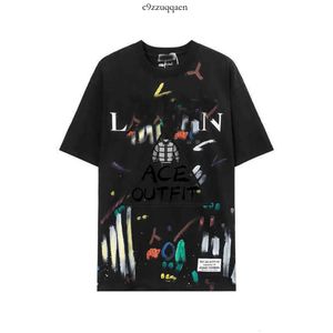 Lanvins T-shirts Encre Mouchetée Style Galeries T-shirts Départements Co-Branding Lanvins Chemise Hommes Femmes Designers Cotons Tops Casual 239