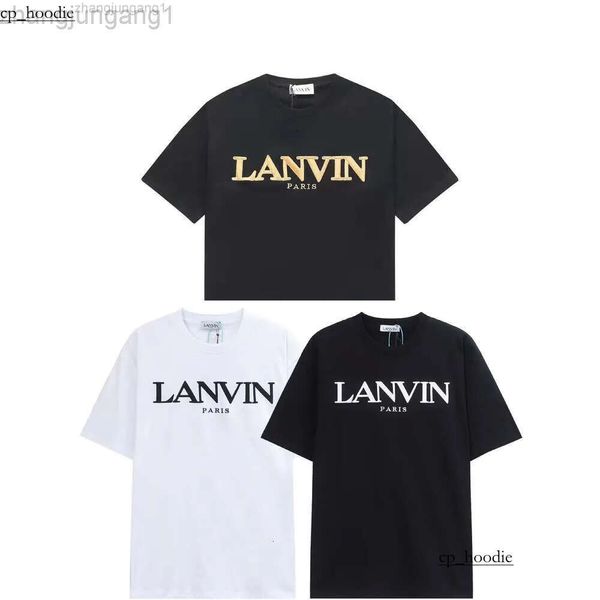 Lanvis T-shirt Men's SS24 Designer Lanvis Curb T-shirt Luxury Women's Beige Speckle Alphabet Print Trendy Casual Loose Half mandeve White Lanvis Vêtements 5912