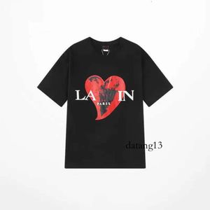 Lanvis Tshirt Brand Mens T-shirts Designer Luxury Classic Lanvis Shirt Coffre Letter Imprimé Shirt High Street Lanvinn Tshirts Cotton Loose Tees Hoodie 639