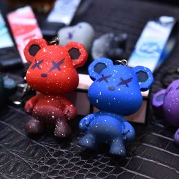 Cordón Oso Llaveros Anillos Muñeca de resina 3D Animal Colgante Llaveros para mujeres Hombres Cumpleaños Regalos de Navidad Encanto Llavero de coche Titular Pareja Bolsa Accesorios de joyería