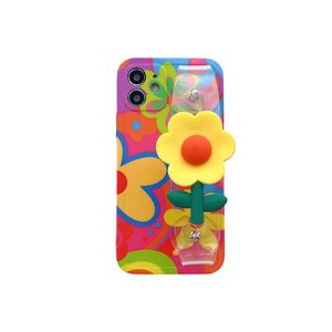 Boîtier de lonyard peinture de couleur lumineuse fleurs étui de téléphone avec bracelet pour la série iPhone LYP117