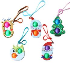 lanyard sensorische bubbels per sleutelhanger push poo-its vinger puzzel speelgoed 2021 kerst kerstman eland sneeuwpop kerstboom cartoon charmes G82AC013923759