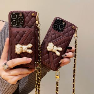 Lanyard Zipper Wallet Phone Cases Pour iPhone 13 12 14 Pro Max Porte-cartes en cuir Coque de couverture