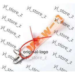 Lanyards Off Withe Keychains Chaîne Chaîne Luxury Luxury Clear Rubber Jelly Letter Print Keys Ring Off Kechains Fashion Men Femmes Toile Course Dafc