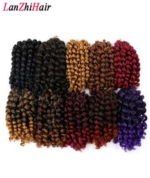 lanzhi 10 pouces Jumpy baguette jamaïcaine rebond Curl Extensions de cheveux 80gpc Crochet cheveux Crochets tresses Ombre synthétique tressage cheveux L4430222