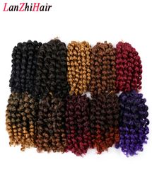 Lanzhi 10 pouces Jamaïcain Bounce Bounce Curl Extensions de cheveux 80gpc Crochet Hair Crochets Traids ombre Synthetic Braiding Hair L2513564