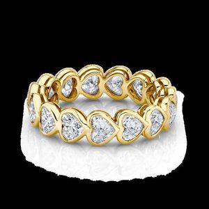 Laodun Hot Koop Zilver Bezeled Hart Diamond Eternity Gold Vermeil Ring S925 Sterling Zilveren Harten Wrap Volledige 3A Zirkoon Ring