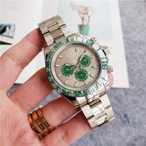 Laojia Fashion Mens Watch Ditongna Mens Watch Quartz Multi-Functional Three Eyes Green Water Ghost Magic Color Steel Band