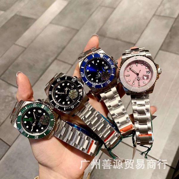 Laojia – montre mécanique entièrement automatique pour femmes, lot de montres avec bande en acier, fantôme d'eau rose et lumière bleue