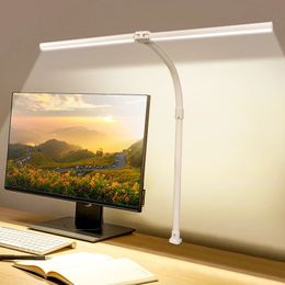 LAOPAO Double tête LED lampe de bureau EUUS lampes d'architecte bureau 24 W 5 Modes de couleur les plus lumineux et 5 lampe de Protection des yeux à intensité variable 240125