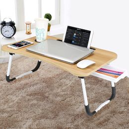 Lap Desk, Portable Laptop Bed Tray Table, Laptop Desk, Couch Table, Breakfast Table with Foldable Legs and Storage Drawer for Eating, Working, Writing, Watching Movie