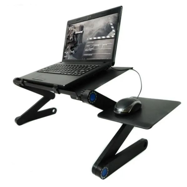 Lapdesks Table de la computadora portátil soporte Ajustable Plegable Diseño ergonómico Desk Sofá de la cama Lapdesk para la tableta de cuaderno Ultrabook con almohadilla de mouse
