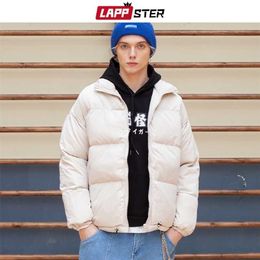 Lappster Men Harajuku Warme Bubble Jas Winter Jas Streetwear Solid Black Parkas Man Koreaanse Fashion Puffer Jassen Jassen 211216