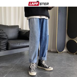 LAPPSTER Hommes Mode Coréenne Bleu Jeans Sarouel Hommes Japonais Streetwear Hip Hop Denim Mâle Lâche Large Jambe Lâche Pantalon 201111