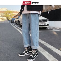 LAPPSTER Hombres Loose Baggy Blue Jeans Mens Casual Korean Fashions Harem Pantalones Hombre Oversized Black High Waisted Denim Pants 201128