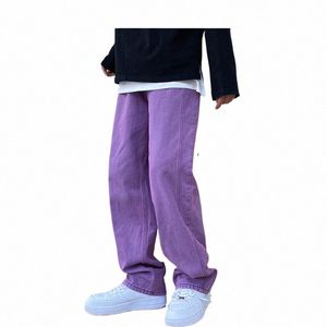 Lappster Hombres Púrpura Vintage Baggy Jeans 2023 Mens Low Rise Denim Y2k Pantalones Hombre Pierna ancha Straight Streetwear Jeans Plus Tamaño F56r #