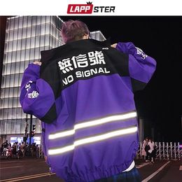 Lappster Men Streetwear Reflective Jackets Windscheper Mens Harajuku Patchwork Hip Hop Jackets Vintage Cargo Bomber Jackets 201218