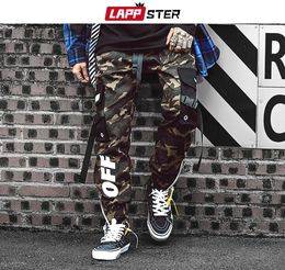 Lappster Men Streetwear Ribbons Cargo Pants Mens Camouflage Joggers Hip Hop Koreaanse modeontwerper Camo Sweatpants Ins 2011102953054