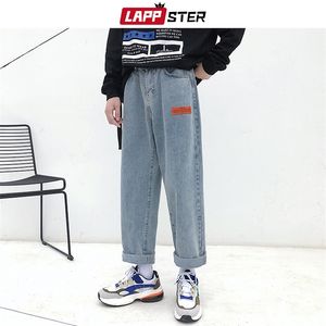 Lappster Mens Korean Fashoins Harem Blue Jeans Pants 2020 Vintage rechte Harajuku Baggy Belt Hoge kwaliteit denim LJ200903