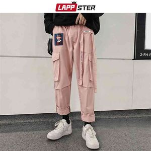 LAPPSTER Cintas Streetwear Pantalones de carga Monos Hombres Bolsillo Hip Hop Harem Ancho Pierna Joggers Pantalones rectos 5XL 210715