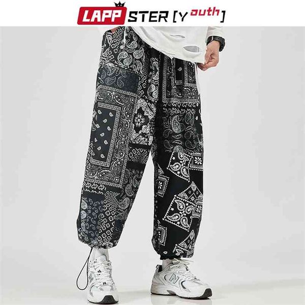 Lappster-jeunesse hommes harajuku vintage sarouel salopette hommes pleine impression coréenne joggesr mâle streetwear hip hop pantalons de survêtement 210715