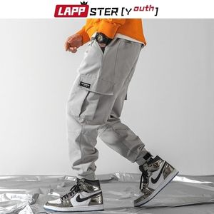 LAPPSTER-Jeunesse Hommes Streetwear Hip Hop Joggers Sarouel Hommes Salopette Gris Pantalon Cargo Mode Coréenne Pantalon De Survêtement Noir 201118