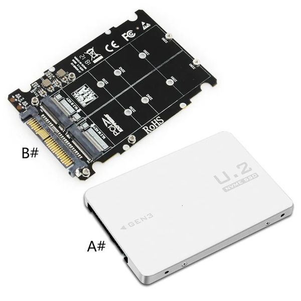 Adaptadores para portátiles Cargadores M 2 SSD a U 2 Adaptador 2 en 1 NVMe SATA Bus NGFF PCI e SFF 8639 PCIe M2 Convertidor para computadoras de escritorio 231007