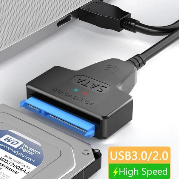 Adaptateurs pour ordinateurs portables Chargeurs SATA vers USB 3 0 2 0 Câble jusqu'à 6 Gbit/s pour disque dur externe HDD SSD 2 5 pouces 3 Adaptateur 22 broches Cordon Sata III 231007