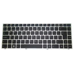 Laptop-verlichte toetsenbord voor Clevo P640 MP-13C26E0J43069 6-80-N13B0-161-1S2 Spaans SP Zilver frame