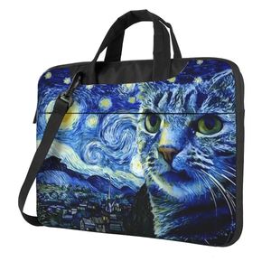 Laptoptas mouwhoes Van Gogh sterrenhemel sky beschermend notitieboekje zakje kat dier voor lucht 13 14 print computer 240408