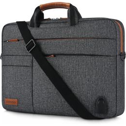 Laptoptassen DOMISO 14" 156" 17" inch verdikte multifunctionele laptoptas Aktetas Messenger Bag met USB-oplaadpoort 231030