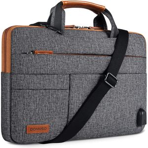 Laptoptassen DOMISO10 13 14 15,6 17,3 inch Multifunctionele laptophoes Bedrijfsaktentas Messenger Bag met USB-oplaadpoort Bruin Grijs 230306